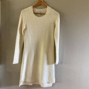 Knee-length ivory sweater dress